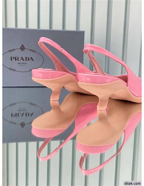 prada triangle patch slingback pumps|Ivory Patent.